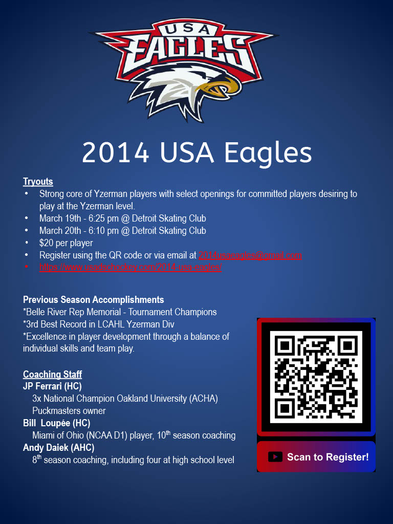 2014 Eagles Tryout Flyer 24-25